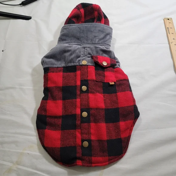 Cozy Plaid Red and Black Dog Jacket - Picture 4 of 8